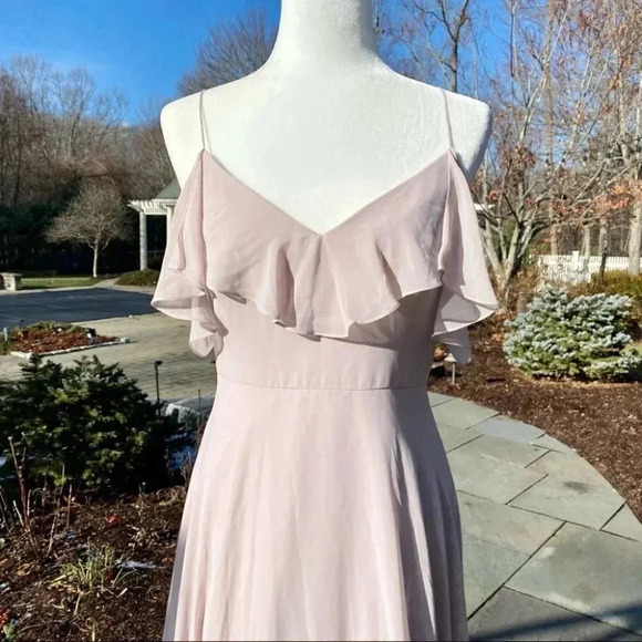 NWT BHLDN Jenny Yoo Mila Convertible Ruffle Maxi Dress in Woodrose - Picture 6 of 14